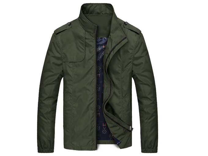 Coat for Men,Mens Autumn Winter Casual Zipper Stand Collar Pocket Pure Color Jacket