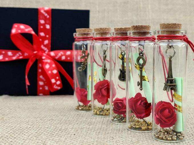 Valentines Special Personalized Gift Love Message Bottles Set of 5