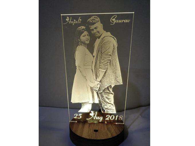 Illusion Multicoloured Wooden LED Lamp Personalised with Any Photo and Name or Message
