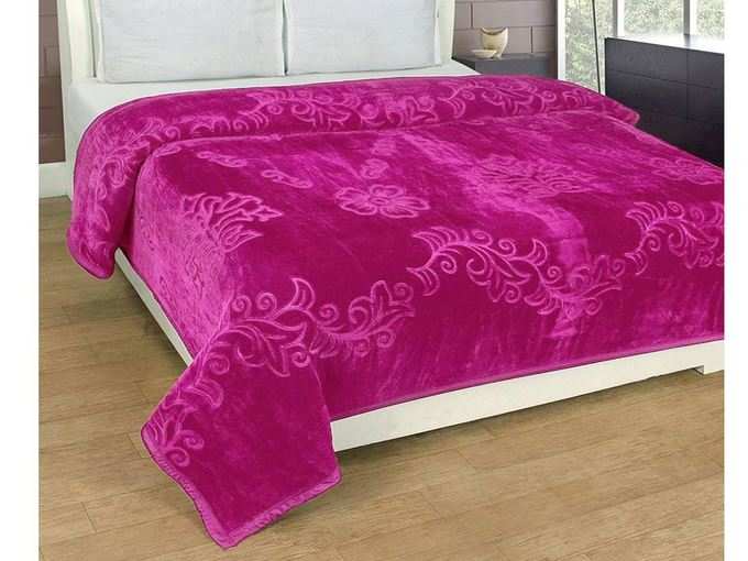 Floral Embossed Mink Double Bed Blanket for Heavy Winters