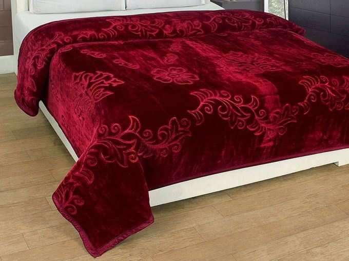 Floral Embossed Mink Double Bed Blanket for Heavy Winters