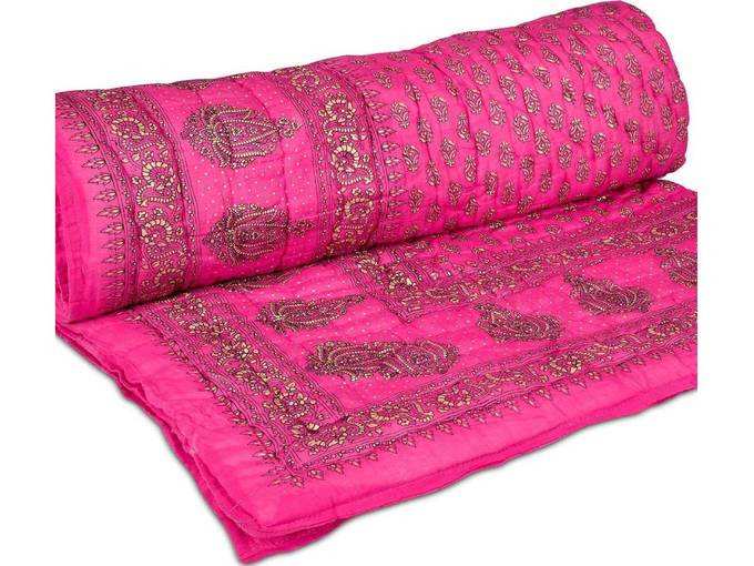 Handicrafts Floral Design Light Weight Cotton Single Bed Jaipuri Razai