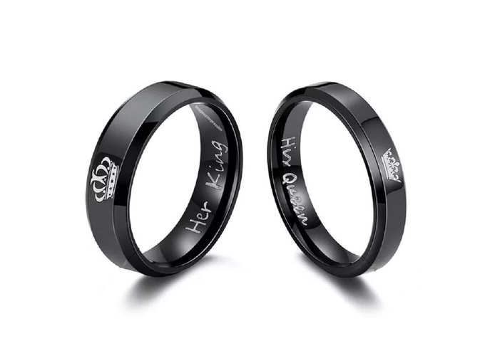 His Queen Her King Titanium Stainless Steel Couple Bracelet Rings