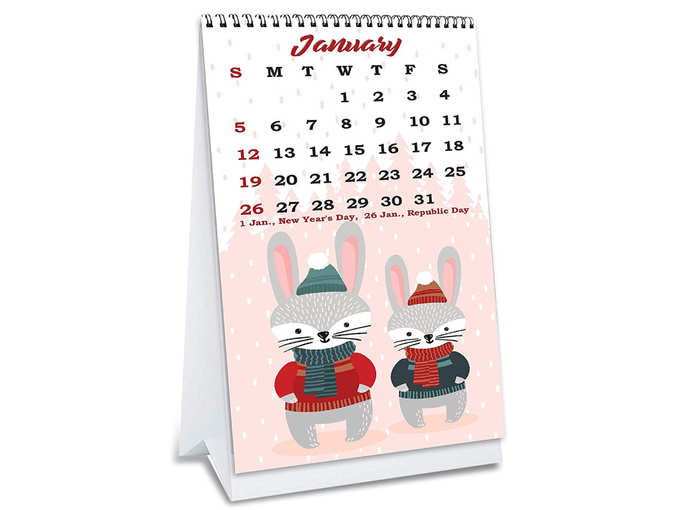 AccuPrints Cute Rabbit Desk Calendar 2020