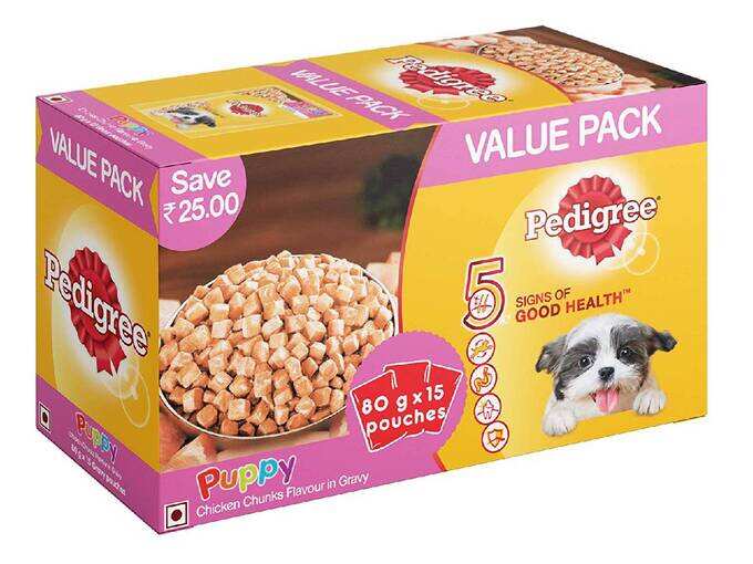 Puppy Wet Dog Food, Chicken Chunks in Gravy, 15 Pouches