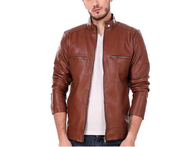 Solid Biker Jacket for Man