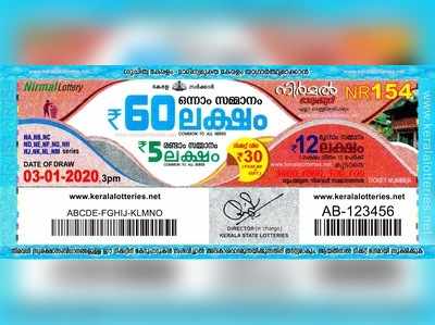 NR 154 Lottery: നിര്‍മല്‍ ലോട്ടറി നറുക്കെടുപ്പ് ഇന്ന് മൂന്ന് മണിയ്‍ക്ക്