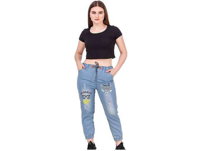 Creation Women&#39;s Denim Fit Jogger Pants Jeans