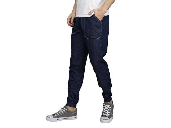 Men&#39;s Cotton Denim Slim Fit Fully Reversible Track Pants