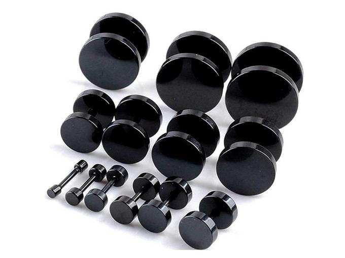 MEENAZ Piercing Men Jewellery Stainless Steel Black Studs Combo