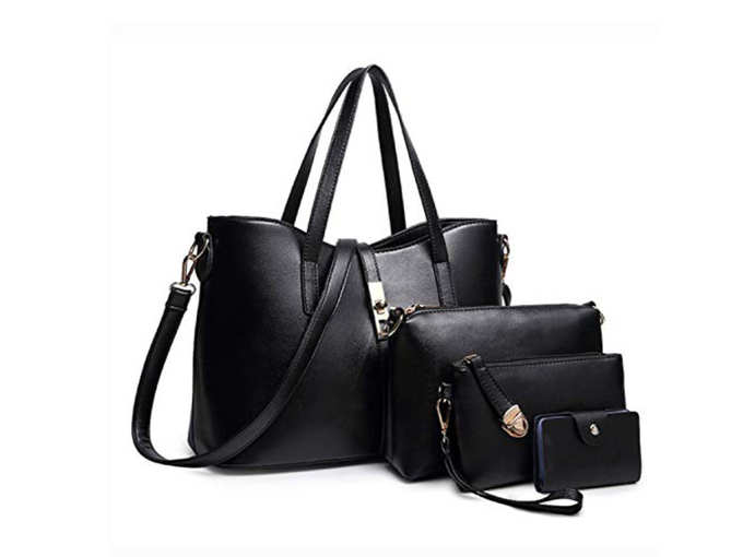 4 Pieces PU Leather Shoulder Bags for Women