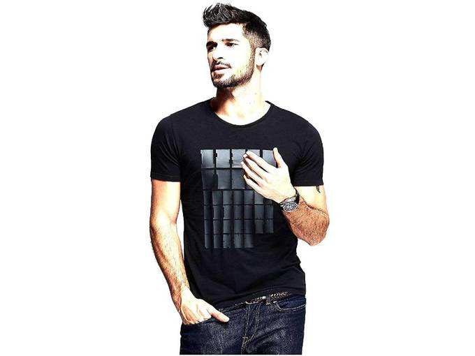 THE EG STORE Mens Poly Cotton Printed Round Neck T-Shirt