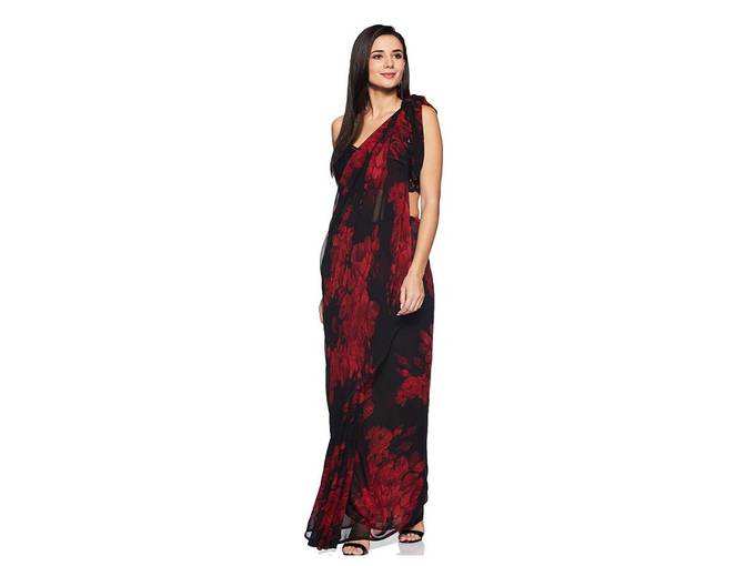 Womanista Women&#39;s Printed Faux Georgette Saree with Blouse Piece