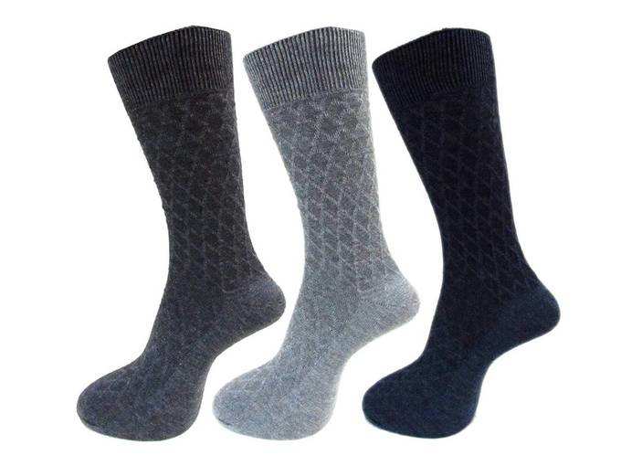 Mens Calf Length Self Design Multicoloured Woolen Socks