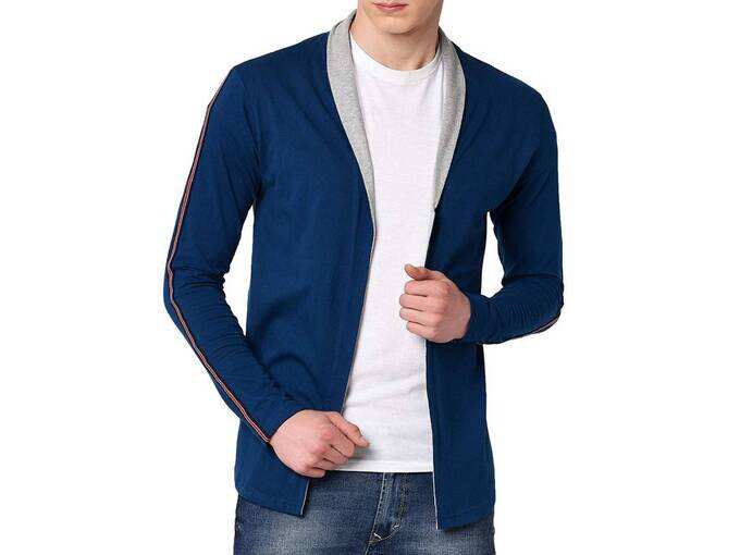 Fenoix Men&#39;s Cotton Hooded Cardigan T-Shirt