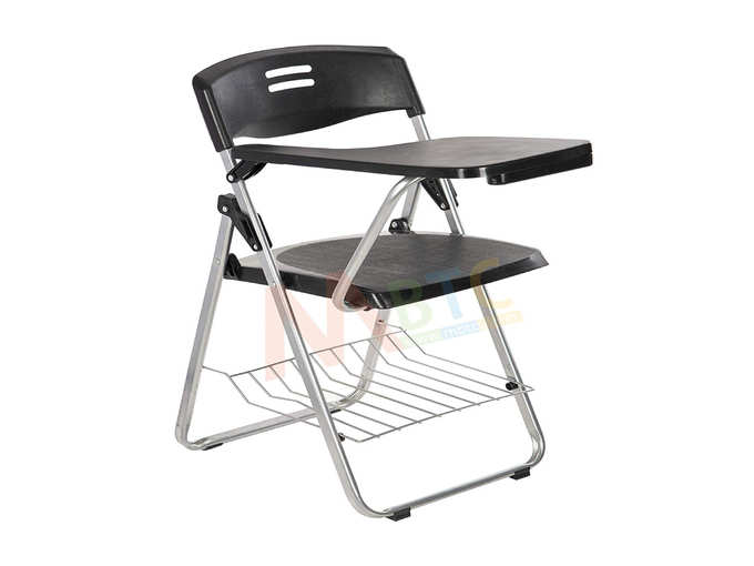 Folding Student Writing Pad Chair in Black