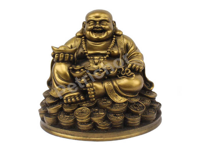 Laughing Buddha Sitting on Luck Money