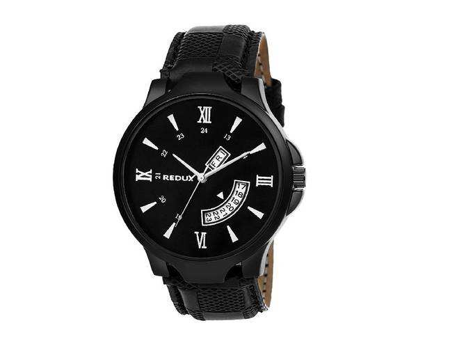 Black Dial Day and Date Mens Watch