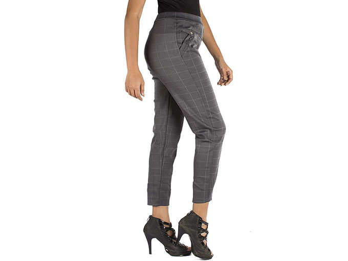 Slim Fit Check Jeggings/Pant for Casual &amp; Office wear Free Size