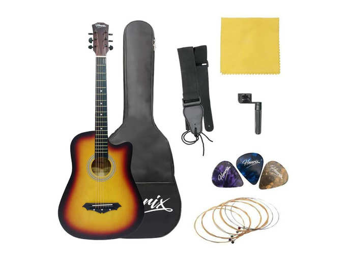 Henrix 38C 38 inch Cutaway Acoustic Guitar with Dual Action Truss Rod and Die-Cast Tuners.