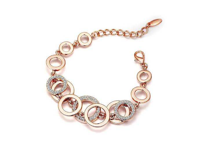 YouBella Jewellery Bracelets for Women Rose Gold Plated Crystal Bracelet