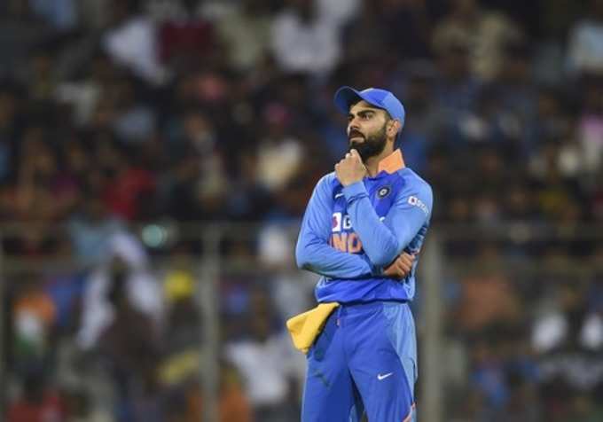 Mumbai: Indian captain Virat Kohli reacts during the first one day international...