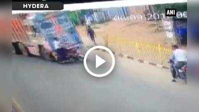 Video: ટ્રક બાઈક સાથે અથડાઈ અને ચમત્કાર થયો