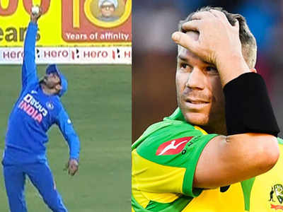 IND vs AUS: राजकोट वनडे में मनीष पांडे ने एक हाथ से लपका वॉर्नर का कैच