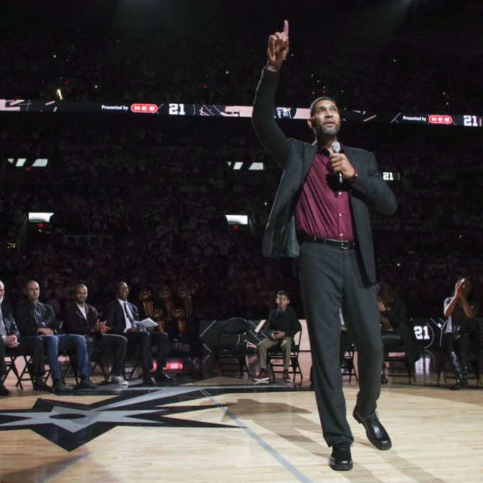 NBA All Star Tim Duncan retires at an emotional ceremony