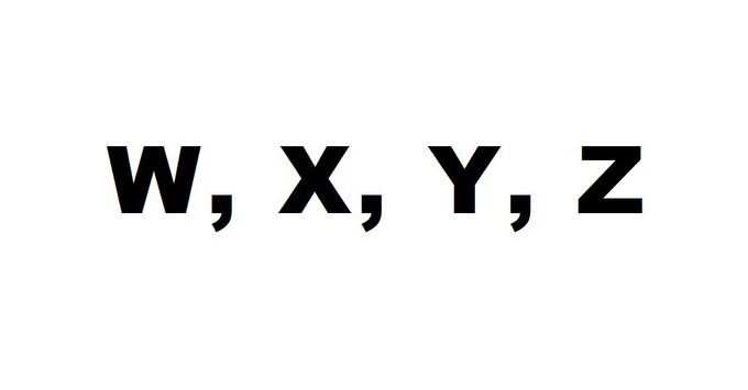W, X, Y અને Zથી જેમનું નામ હોય