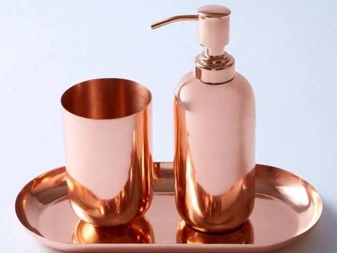 Copper bathroom accessories