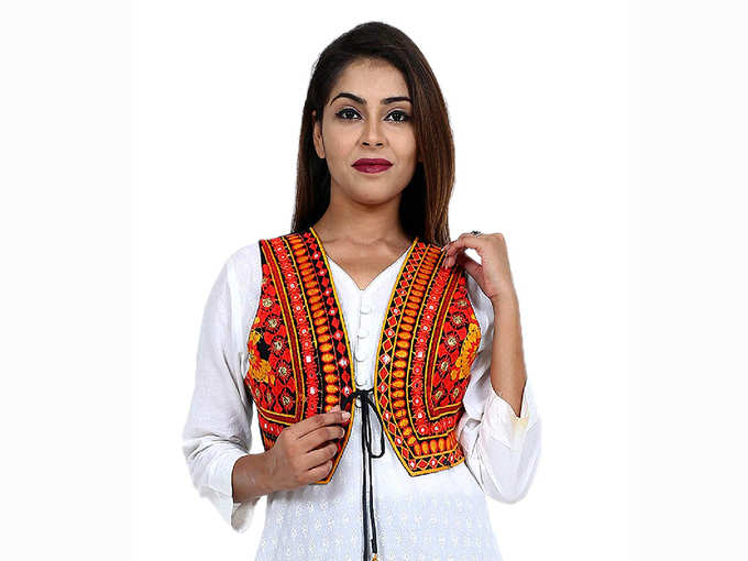 Craft Trade Women&#39;s Cotton Handmade Traditional Embroiderd Short Kutchi Jacket