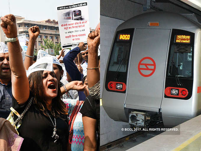 Protest against Delhi Metro fare hike intensifies in capital