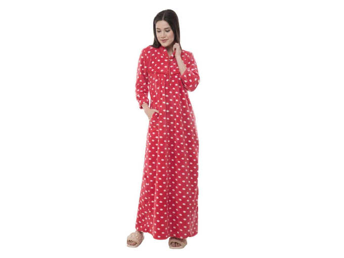 Woollen Nighty of Soft Blanket Fabric for Women