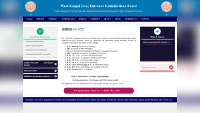 WBJEE JENPAUH 2020 के लिए रजिस्ट्रेशन शुरू, इस लिंक से करें आवेदन