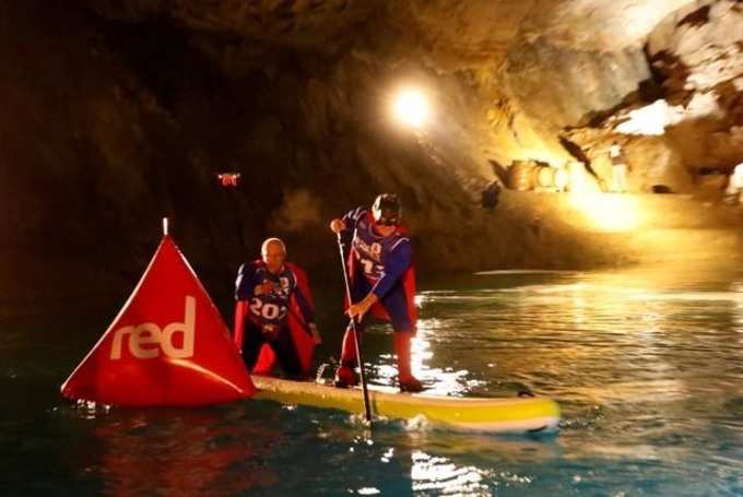 Death-defying racing on an underground lake