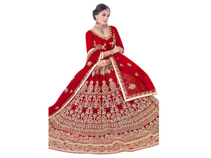 Women&#39;s Net &amp; Dupion Embroidery Semi-Stitched Lehenga Choli