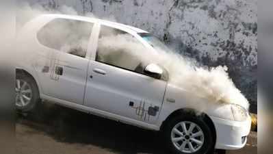 અમદાવાદ: મીઠાખળી અંડરબ્રિજમાં કારમાં લાગી આગ