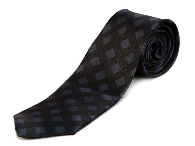 Men&#39;s Grey and Black Checks Design Satin Tie