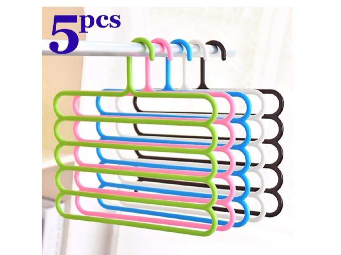 NOVERA (LABEL) 5 Layer Pants Clothes Hanger Wardrobe Storage Organizer Rack