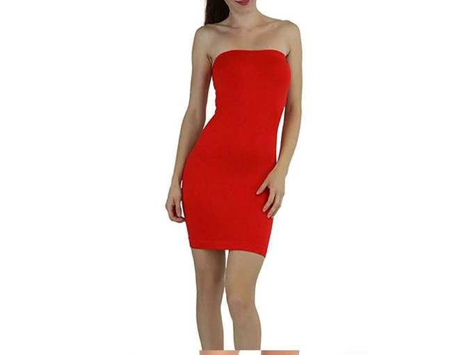 Women&#39;s Tube Dress Solid Strapless Stretchy Mini Bodycon Dress