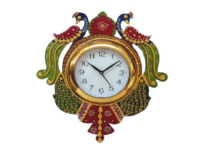 Divine Crafts Peacock Papier Mache Wall Clock