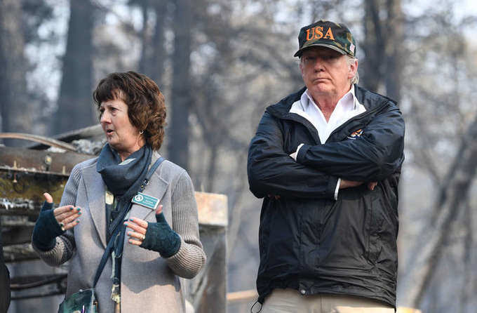 Donald Trump visits California wildfire sites