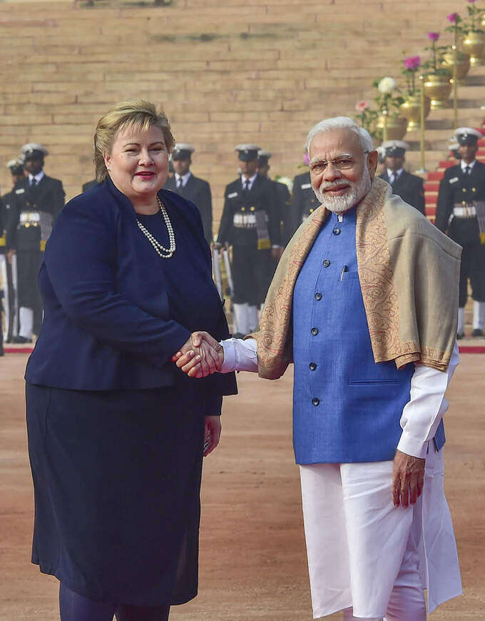 Norwegian Prime Minister Erna Solberg visits India