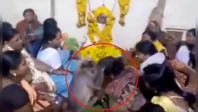 શોકસભામાં મહિલાને રોતી જોઈ વાંદરો ચૂપ કરાવવા આવ્યો, જુઓ Video