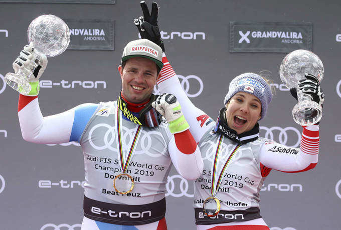 Beat Feuz and Nicole Schmidhofer win World Cup downhill titles