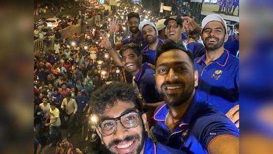 ​Mumbai Indians celebrate victory with fans in open-bus parade​ 