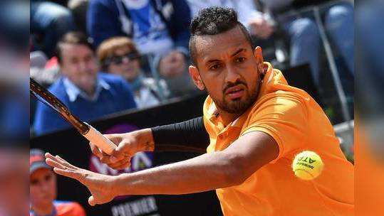 ​Nick Kyrgios smashes racket, gets suspended​...                                         