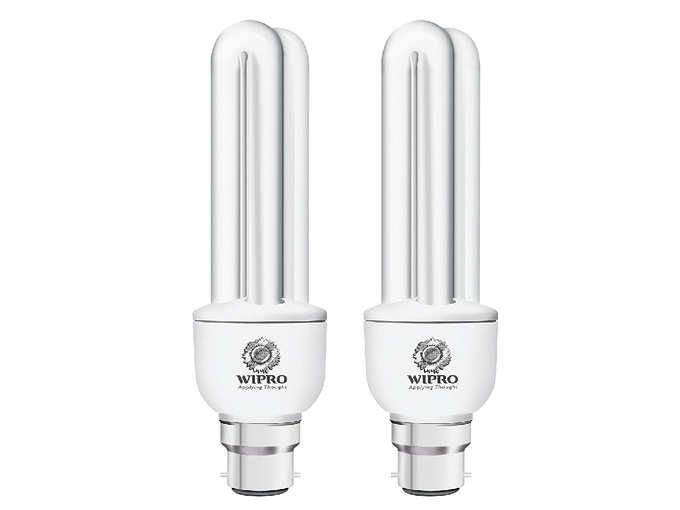 Wipro Duo 2U 15-Watt B22 Base CFL (Cool Day Light), Pack of 2