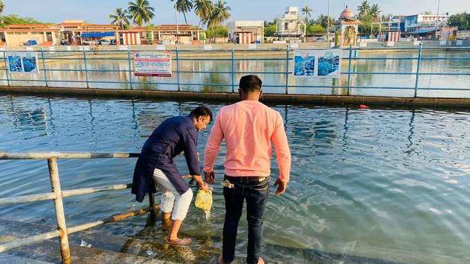 ತಿರುನಲ್ಲೂರಿನ ಪ್ರಸಿದ್ಧ ಶನೇಶ್ವರ ದೇವಾಲಯದಲ್ಲಿ ದರ್ಶನ್​